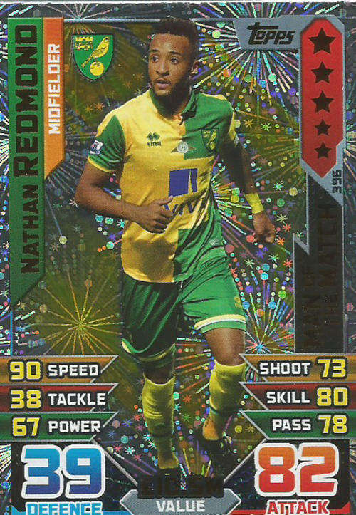 MATCH ATTAX 2015/2016 - NATHAN REDMOND -  "MAN of the MATCH" TRADING CARD