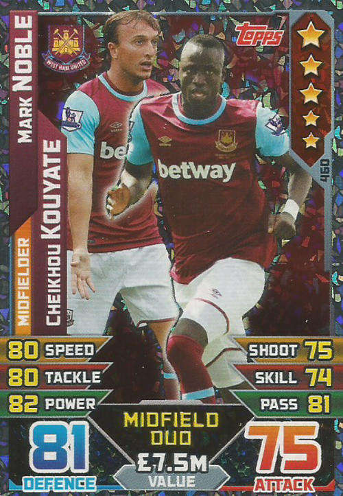 MATCH ATTAX 2015/2016 - WEST HAM UNITED -   "DUO" FOIL TRADING CARD