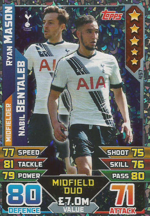 MATCH ATTAX 2015/2016 -TOTTENHAM HOTSPURS -   "DUO" FOIL TRADING CARD