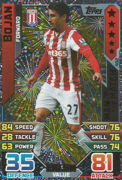 MATCH ATTAX 2015/2016 - BOJAN -   "MAN of the MATCH" TRADING CARD