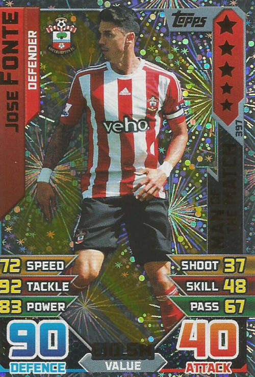 MATCH ATTAX 2015/2016 - JOSE FONTE -   "MAN of the MATCH" TRADING CARD