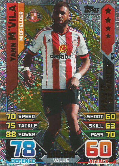 MATCH ATTAX 2015/2016 - YANN M'VILLA  -  "MAN of the MATCH" TRADING CARD