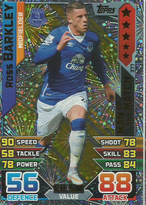 MATCH ATTAX 2015/2016 - ROSS BARKLEY  -  "MAN of the MATCH" TRADING CARD