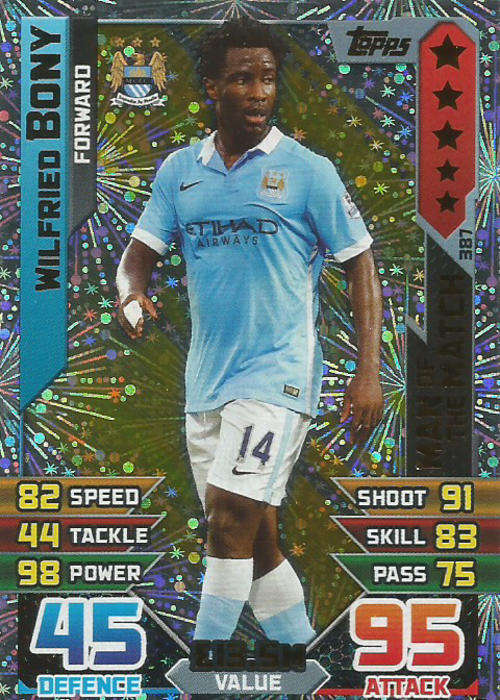 MATCH ATTAX 2015/2016 - WILFRIED BONY -  "MAN of the MATCH" TRADING CARD