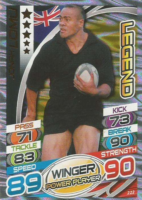 JONAH LOMU - TOPPS `RUGBY WORLD CUP` 2015 - RARE GOLD `LEGEND CLUB 100` FOIL TRADING CARD 222