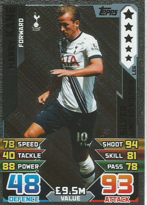 HARRY KANE - MATCH ATTAX 2015/2016 - SILVER "LIMITED EDITION" TRADING CARD