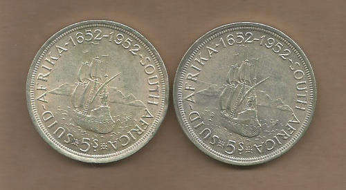 UNION of SOUTH AFRICA - SILVER CROWN 1952 - LOT of 2 - CIRCULATED - LOT A
