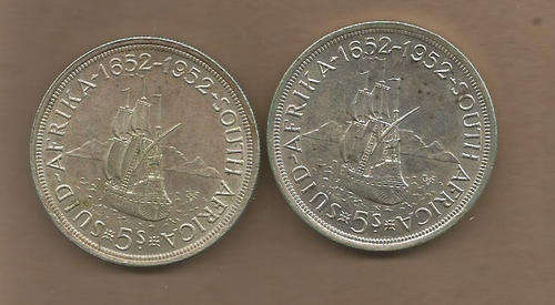 UNION of SOUTH AFRICA - SILVER CROWN 1952 - LOT of 2 - CIRCULATED - LOT B