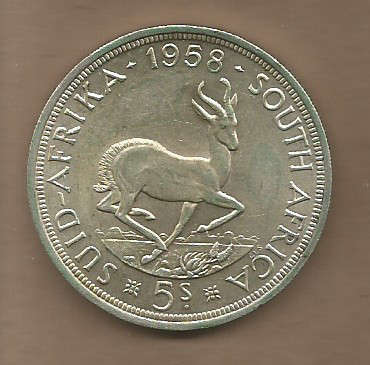 UNION of SOUTH AFRICA - SILVER CROWN 1958 - CIRCULATED