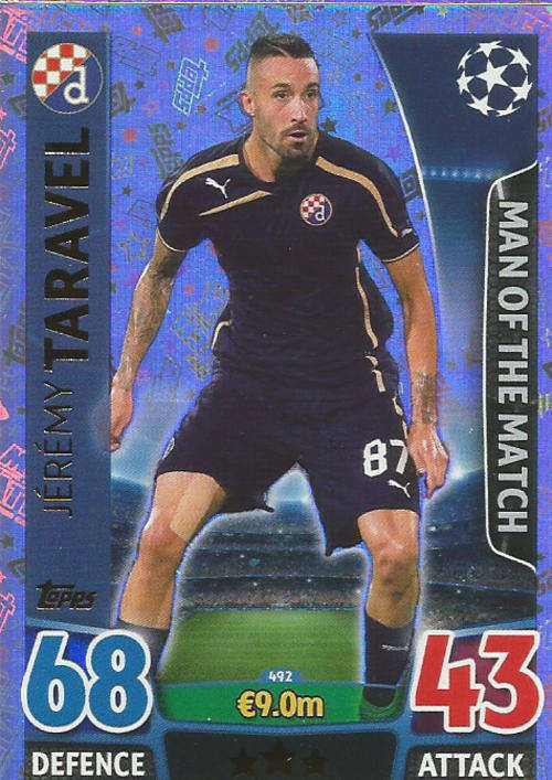 JEREMY TARAVEL - CHAMPIONS LEAGUE  2015/16 - TOPPS - "MAN of the MATCH" TRADING CARD