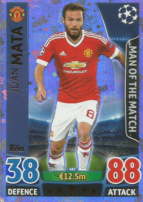 JUAN MATA - CHAMPIONS LEAGUE  2015/16 - TOPPS - "MAN of the MATCH" TRADING CARD