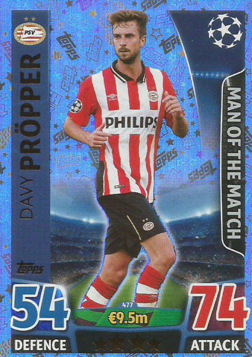 DAVY PROPPER - CHAMPIONS LEAGUE  2015/16 - TOPPS - "MAN of the MATCH" TRADING CARD