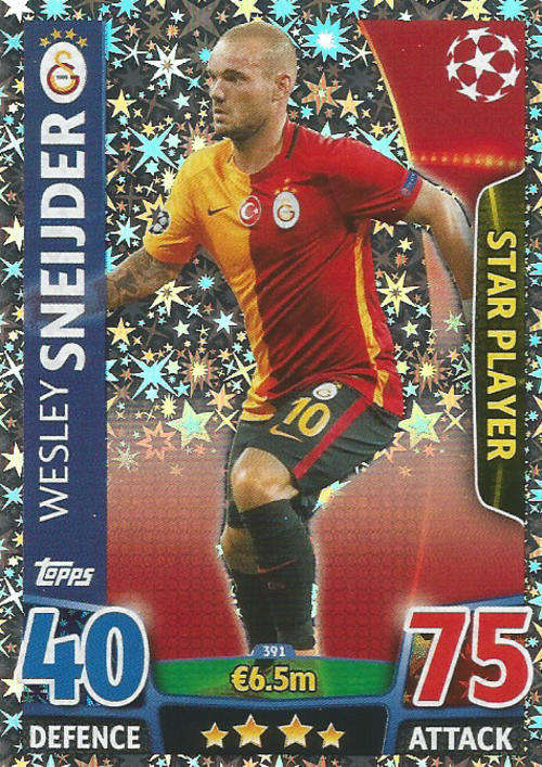 WESLEY SNEIDJER - CHAMPIONS LEAGUE  2015/16 - TOPPS - "STAR PLAYER" TRADING CARD