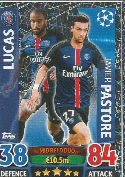 PARIS ST GERMAIN - CHAMPIONS LEAGUE  2015/16 - TOPPS - "DUO" FOIL TRADING CARD