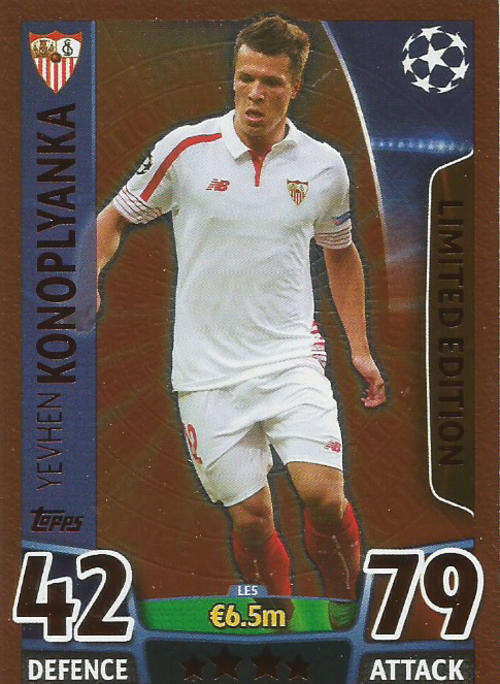 YEVHEN KONOPLYANKA - CHAMPIONS LEAGUE  2015/16 - TOPPS - "BRONZE" LIMITED EDITION TRADING CARD