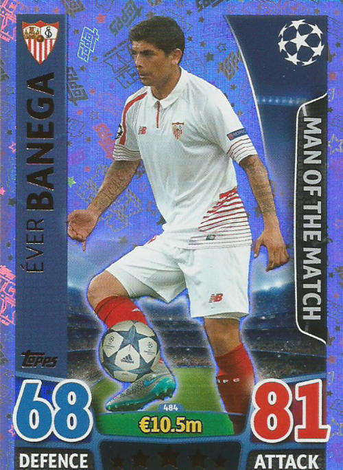 EVER BANEGA - CHAMPIONS LEAGUE  2015/16 - TOPPS - "MAN of the MATCH" TRADING CARD
