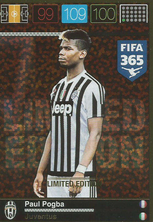 PAUL POGBA - PANINI FIFA 365 COLLECTION 2016 - `LIMITED EDITION` TRADING CARD