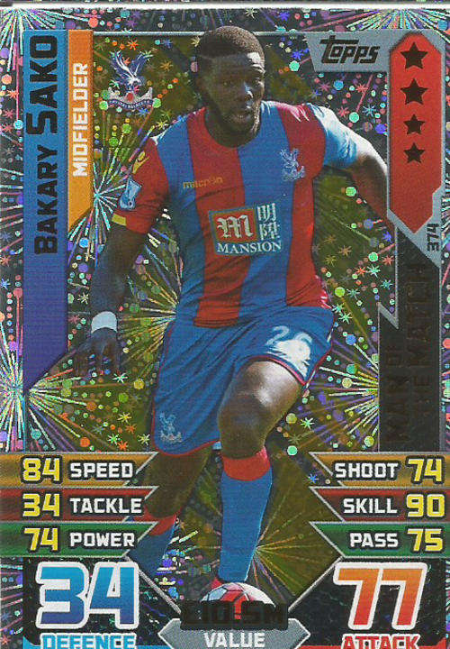 MATCH ATTAX 2015/2016 - BAKARY SAKO -  "MAN of the MATCH" TRADING CARD