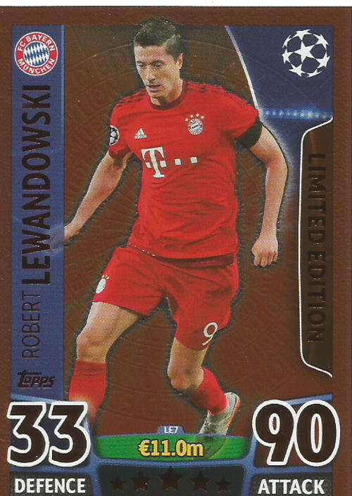 ROBERT LEWANDOWSKI - CHAMPIONS LEAGUE  2015/16 - "BRONZE" LIMITED EDITION TRADING CARD