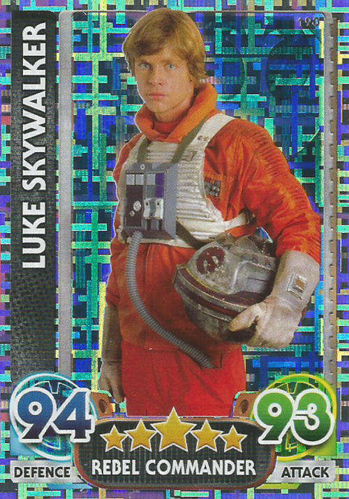 STAR WARS 2015/16 - FORCE ATTAX MOVIE SERIES 4 - LUKE SKYWALKER "RAINBOW FOIL" CARD 193