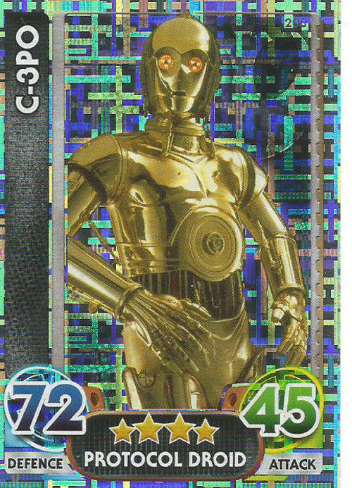 STAR WARS 2015/16 - FORCE ATTAX MOVIE SERIES 4 - C3P0 `RAINBOW FOIL` CARD 200