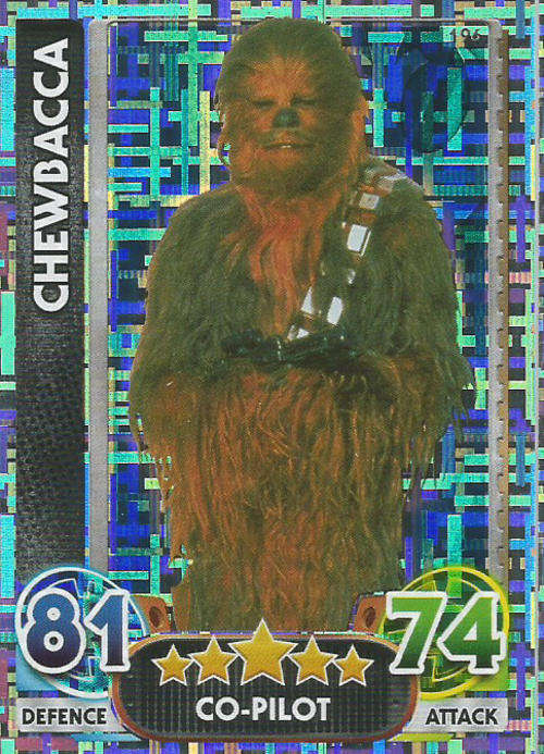 STAR WARS 2015/16 - FORCE ATTAX MOVIE SERIES 4 - CHEWBACCA `RAINBOW FOIL` CARD 196