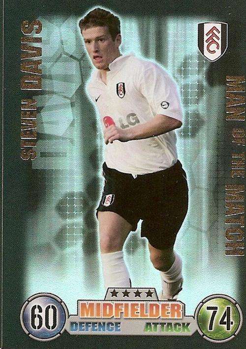 STEVEN DAVIS - MATCH ATTAX 2007/08 - RARE  `MAN of the MATCH` TRADING CARD