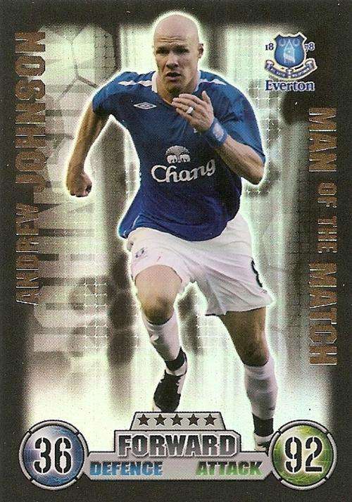 ANDREW JOHNSON - MATCH ATTAX 2007/08 - RARE  `MAN of the MATCH` TRADING CARD
