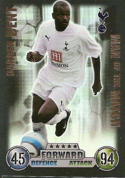 DARREN BENT- MATCH ATTAX 2007/08 - RARE  `MAN of the MATCH` TRADING CARD