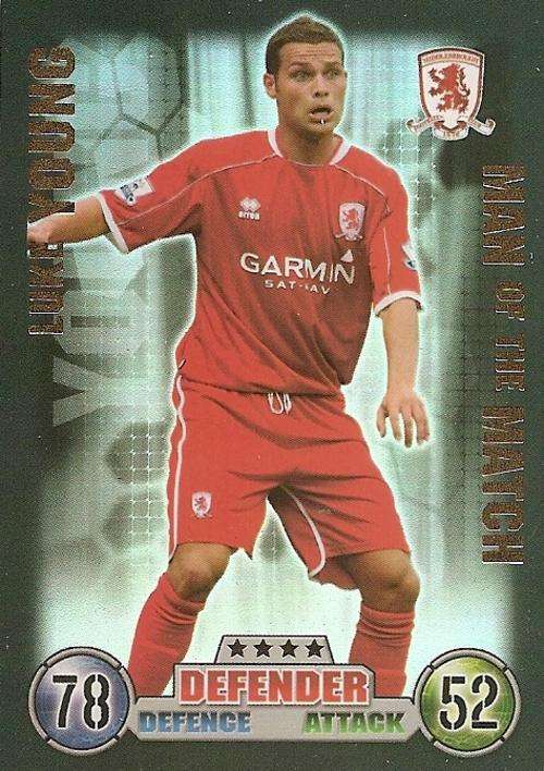 LUKE YOUNG - MATCH ATTAX 2007/08 - RARE  "MAN of the MATCH" TRADING CARD