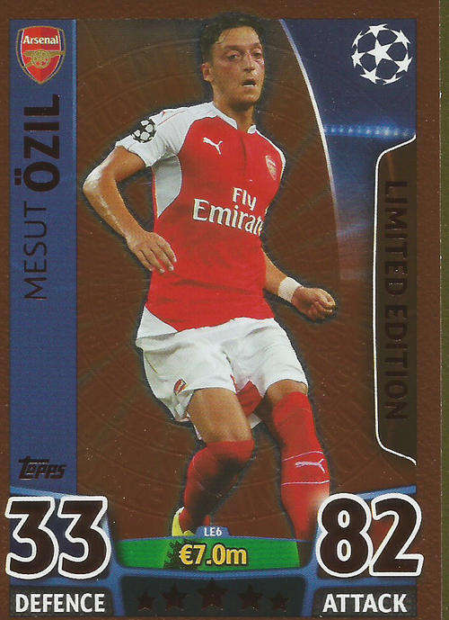 MESUT OZIL - CHAMPIONS LEAGUE  2015/16 - TOPPS - "BRONZE" LIMITED EDITION TRADING CARD