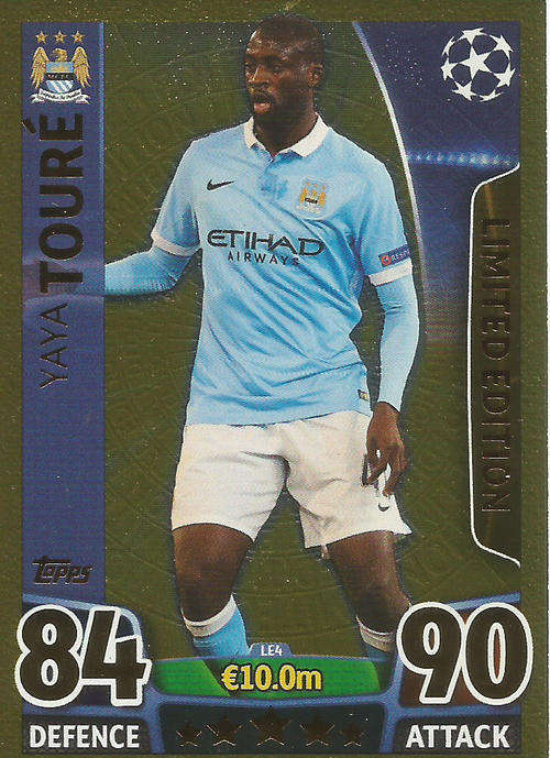 YAYA TOURE - CHAMPIONS LEAGUE  2015/16 - TOPPS - "GOLD" LIMITED EDITION TRADING CARD
