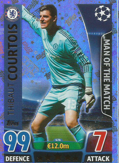 THIBAUT COURTOIS - CHAMPIONS LEAGUE  2015/16 - TOPPS - "MAN of the MATCH" TRADING CARD