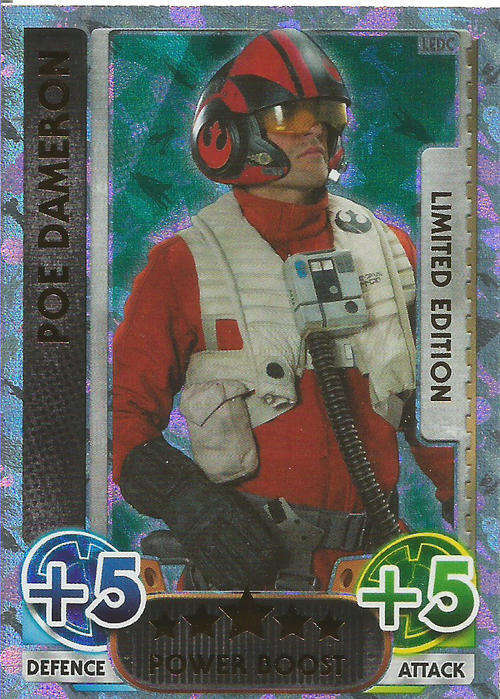 POE DAMERON - TOPPS `STAR WARS F/ATTAX MOVIE SERIES 4` 2016 - RARE `LIMITED EDITION`CARD LEDC