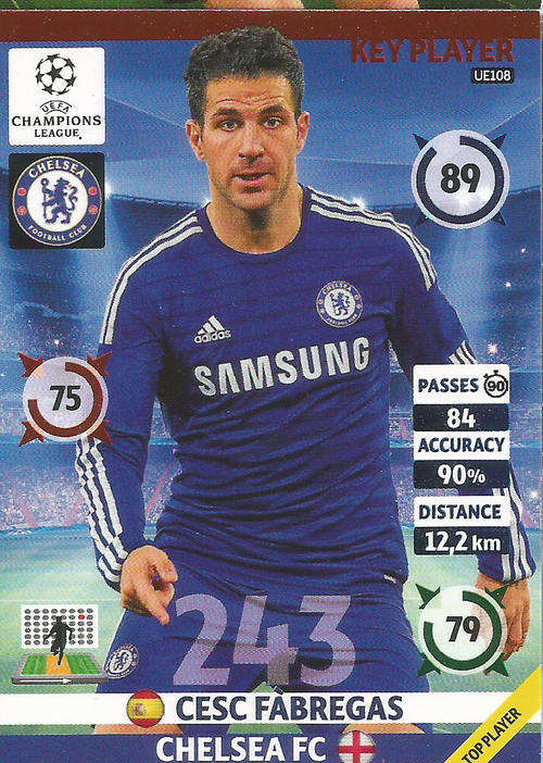 CESC FABREGAS - CHAMPIONS LEAGUE "UPDATES" 2015 - "KEY PLAYER" FOIL CARD