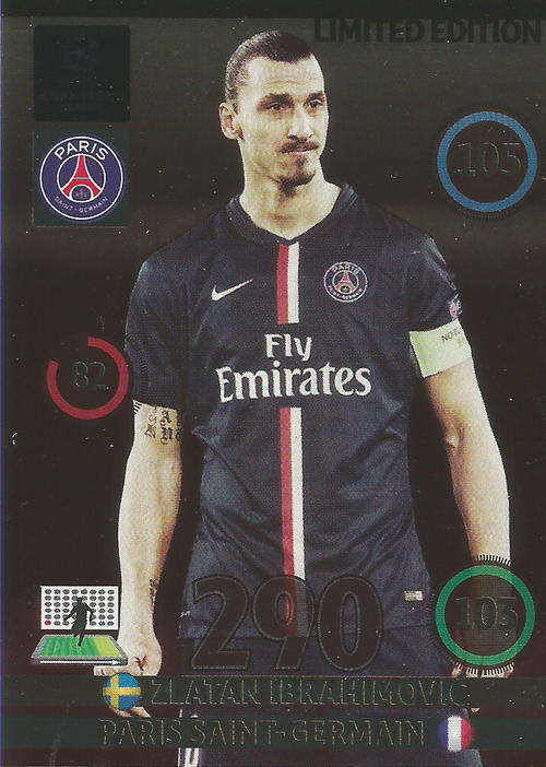 ZLATAN IBRAHIMOVIC - PANINI CHAMPIONS LEAGUE "UPDATES"  2014/15 -  "LIMITED EDITION" TRADING CARD