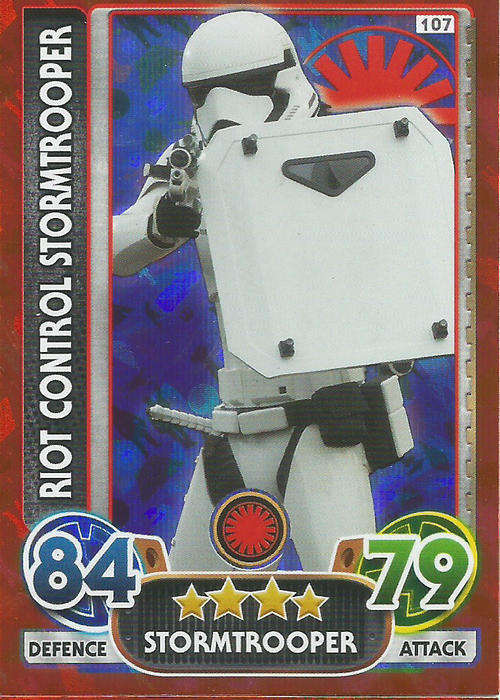 STAR WARS 2016 - FORCE ATTAX `EXTRA` - RIOT STORMTROOPER `FOIL` CARD 107