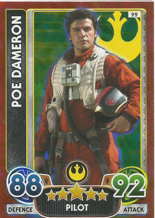 STAR WARS 2016 - FORCE ATTAX `EXTRA` - POE DAMERON `FOIL` CARD 99