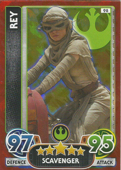 STAR WARS 2016 - FORCE ATTAX `EXTRA` - REY `FOIL` CARD 98
