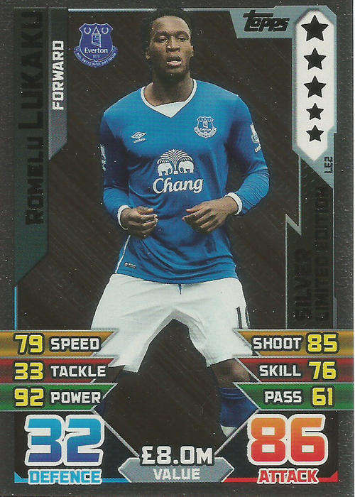 ROMELU LUKAKU - MATCH ATTAX "EXTRA" 2016 - SILVER "LIMITED EDITION" TRADING CARD