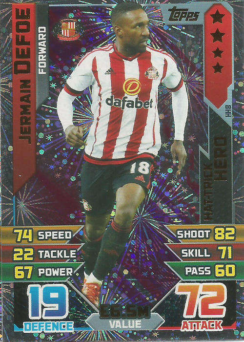 JERMAINE DEFOE - MATCH ATTAX "EXTRA" 2016 -  "HAT TRICK HERO" TRADING CARD