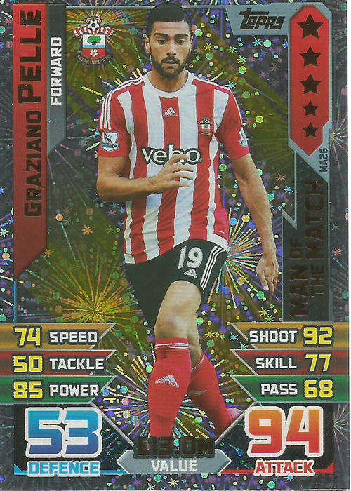 GRAZIANO PELLE - MATCH ATTAX "EXTRA" 2016 -  "MAN of the MATCH" TRADING CARD