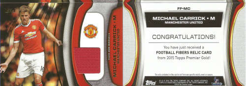 MICHAEL CARRICK - TOPPS `PREMIER GOLD` 2015/16 - AUTHENTIC `CERTIFIED MEMORABILIA` TRADING CARD A