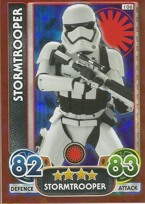 STAR WARS 2016 - FORCE ATTAX `EXTRA` - STORMTROOPER `FOIL` CARD 108