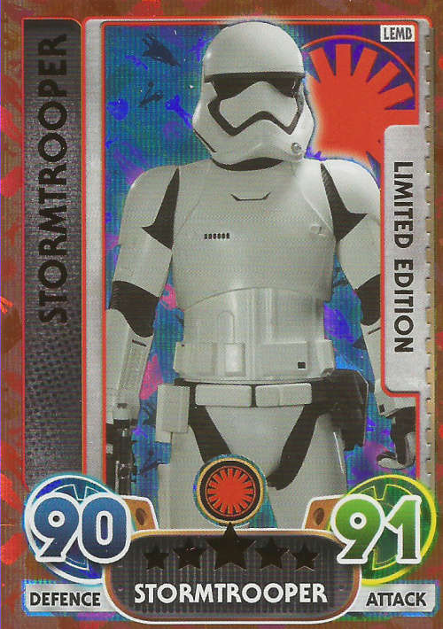STORMTROOPER - TOPPS `STAR WARS F/ATTAX EXTRA` 2016 - RARE `LIMITED EDITION` CARD LEMD
