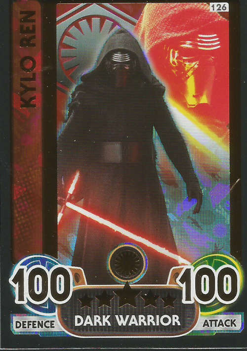 STAR WARS 2016 - FORCE ATTAX `EXTRA` - KYLO REN `RAINBOW FOIL` CARD 126