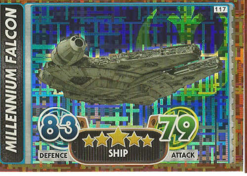 STAR WARS 2016 - FORCE ATTAX `EXTRA` - MILLENNIUM FALCON `RAINBOW FOIL` CARD 117