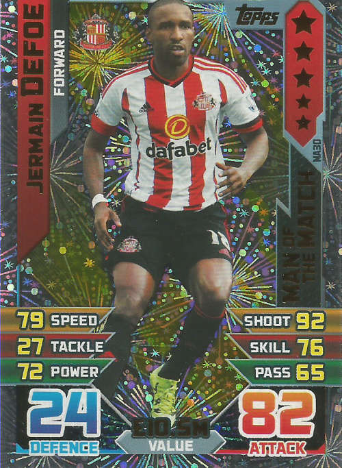 JERMAINE DEFOE - MATCH ATTAX "EXTRA" 2016 -  "MAN of the MATCH" TRADING CARD