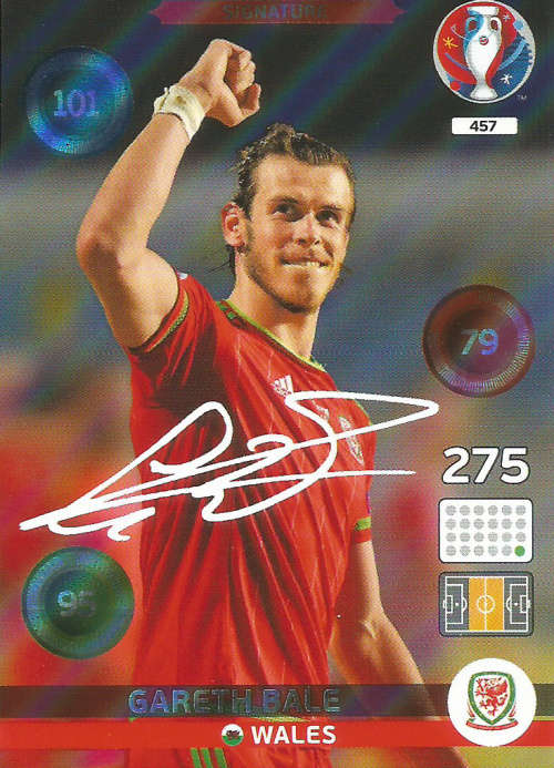 GARETH BALE - EURO 2016 by PANINI - "SIGNATURE" TRADING CARD 457