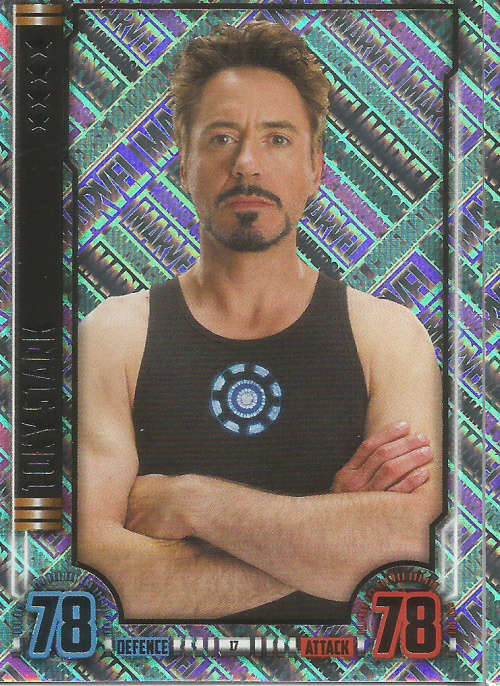 MARVEL HERO ATTAX UNIVERSE 2016 - TONY STARK `UNIQUE HOLOGRAPHIC` TRADING CARD 17